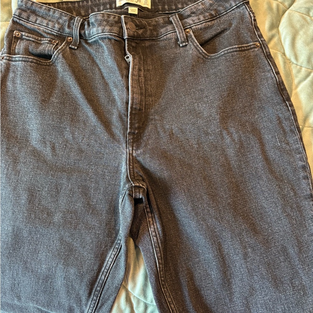 Abercrombie & Fitch Curve Love skinny high rise black Straight Leg Jeans